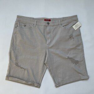 Guess Men's Stretch Denim Short Destroyed In Beige Size 40